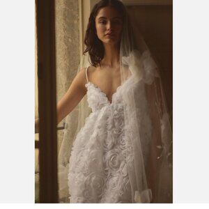 Brand New Anthropologie BHLDN V-Neck Tulle Rosette Mini Dress